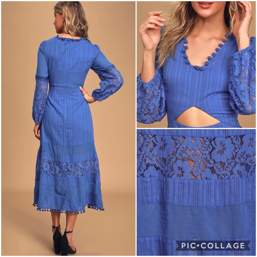 Lulus Menagerie Lace Cutout Long Sleeve Midi Dress - Picture 2 of 13
